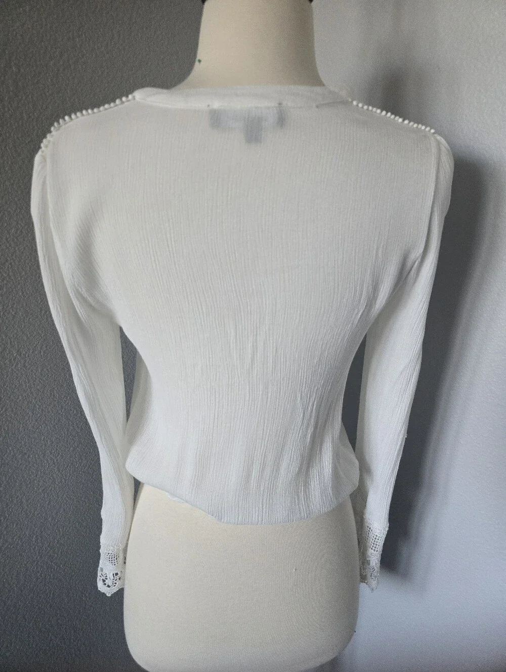 Lulus Bali Daydream White Lace Long Sleeve Top XS Extra Small - Picture 3 of 5